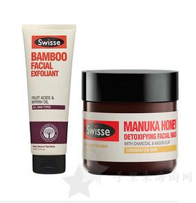 【新西兰PD】Swisse平价排毒套装 竹炭面部磨砂膏+麦卢卡净化排毒面膜 各1件